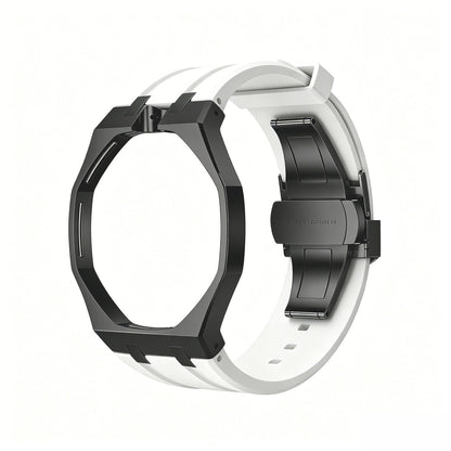 Eiche Pop Schwarz Stahl Silikonarmband