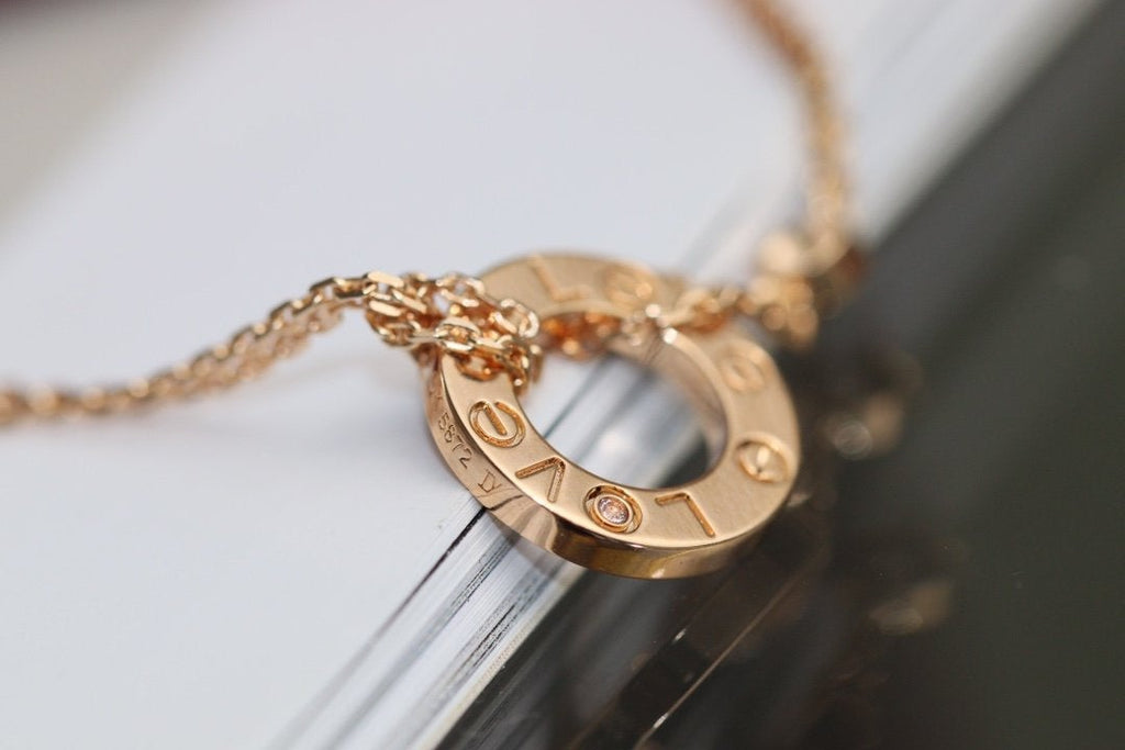 [Solara Jewelry ]LOVE NECKLACE ADJUSTABLE ROSE GOLD 2 DIAMOND