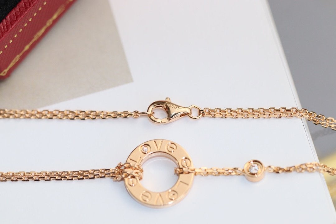 [Solara Jewelry ]LOVE NECKLACE ADJUSTABLE ROSE GOLD 2 DIAMOND