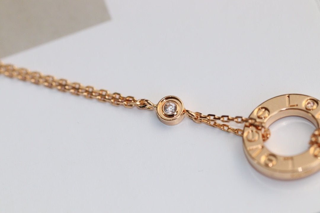 [Solara Jewelry ]LOVE NECKLACE ADJUSTABLE ROSE GOLD 2 DIAMOND