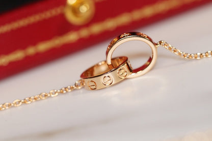 [Solara Jewelry ]LOVE NECKLACE PINK GOLD AND SILVER