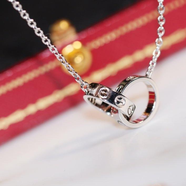[Solara Jewelry ]LOVE NECKLACE PINK GOLD AND SILVER