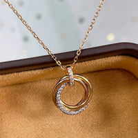 [Solara Jewelry ]TRINITY NECKLACE SILVER GOLD PINK GOLD DIAMONDS
