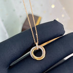 [Solara Jewelry ]TRINITY NECKLACE SILVER GOLD PINK GOLD DIAMONDS
