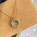 [Solara Jewelry ]TRINITY NECKLACE SILVER GOLD PINK GOLD DIAMONDS