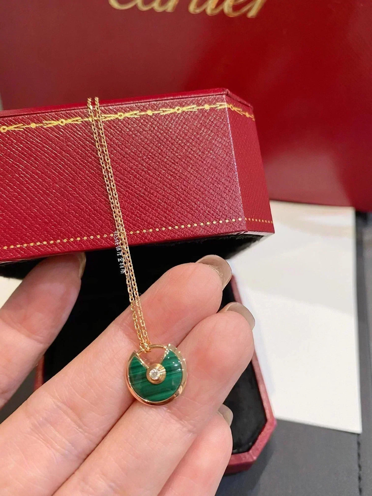 [Solara Jewelry ]AMULETTE ROSE GOLD MALACHITE NECKLACE