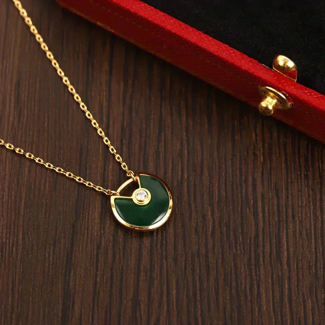 [Solara Jewelry ]AMULETTE GOLD MALACHITE NECKLACE