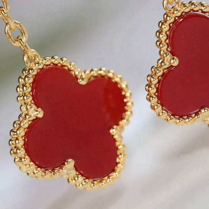 [Solara Jewelry ]CLOVER  2 MOTIF  TIGER EYE CARNELIAN EARRINGS