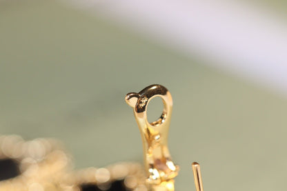 [Solara Jewelry ]CLOVER EARRINGS GOLD ONYX MOP 3 MOTIF