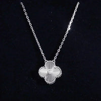 [Solara Jewelry ]CLOVER  15MM DIAMOND LASER NECKLACE SILVER