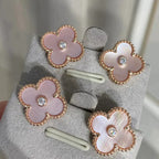 [Solara Jewelry ]CLOVER MEDIUM 1 MOTIFS  PINK MOP DIAMOND EARRINGS