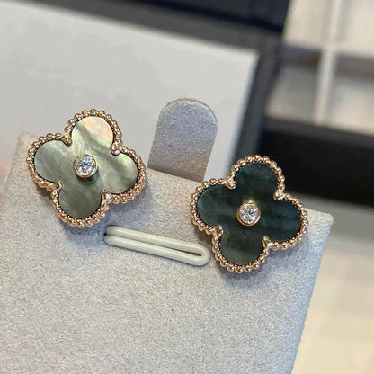 [Solara Jewelry] KLEEBALL MEDIUM 1 MOTIV GRAUE PERLMUTT DIAMANT OHRRINGE