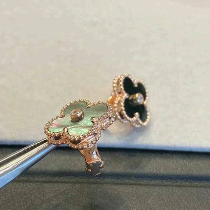 [Solara Jewelry] KLEEBALL MEDIUM 1 MOTIV GRAUE PERLMUTT DIAMANT OHRRINGE