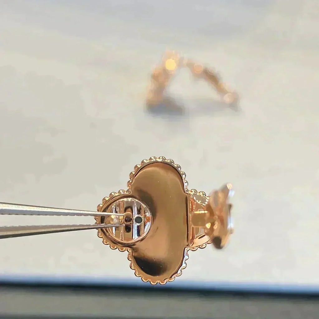 [Solara Jewelry] KLEEBALL MEDIUM 1 MOTIV GRAUE PERLMUTT DIAMANT OHRRINGE