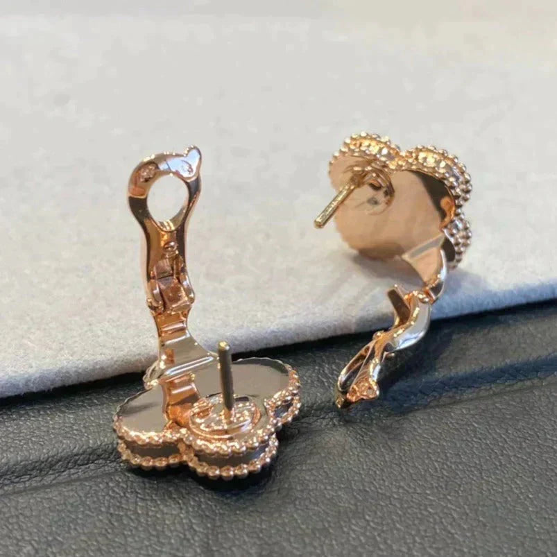 [Solara Jewelry] KLEEBALL MEDIUM 1 MOTIV GRAUE PERLMUTT DIAMANT OHRRINGE