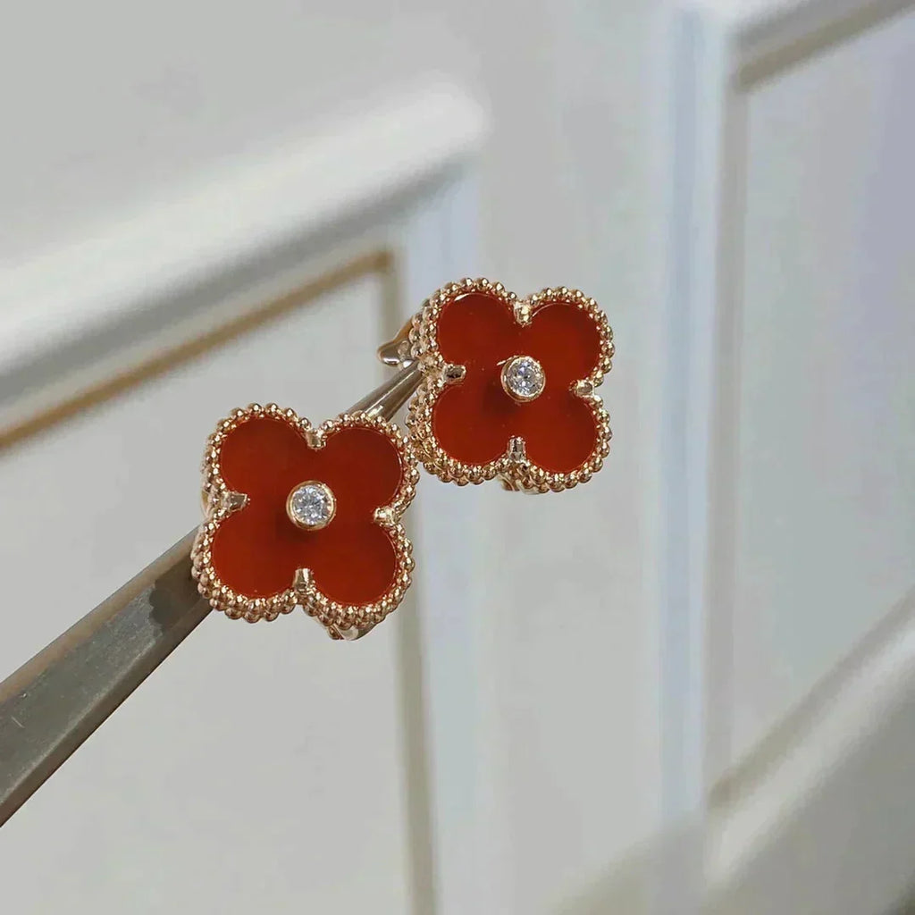 [Solara Jewelry] KLEEBALL MEDIUM 1 MOTIVE CARNELIAN DIAMANT Ohrringe