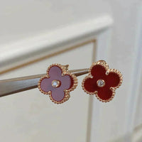 [Solara Jewelry ]CLOVER MEDIUM 1 MOTIFS CARNELIAN  DIAMOND earrings