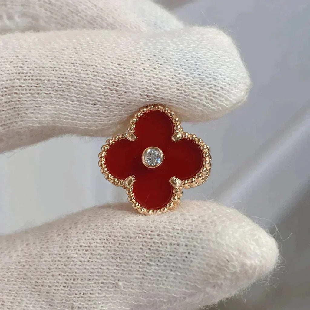 [Solara Jewelry] KLEEBALL MEDIUM 1 MOTIVE CARNELIAN DIAMANT Ohrringe
