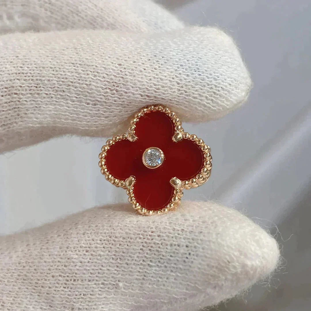 [Solara Jewelry] KLEEBALL MEDIUM 1 MOTIVE CARNELIAN DIAMANT Ohrringe