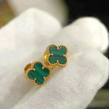 [Solara Jewelry ]クローバーミニ 9.5mm マラカイト ピアス