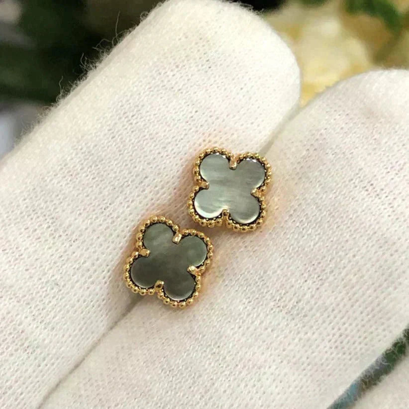 [Solara Jewelry] クローバーミニ 9.5MM グレーマザーオブパールピアス