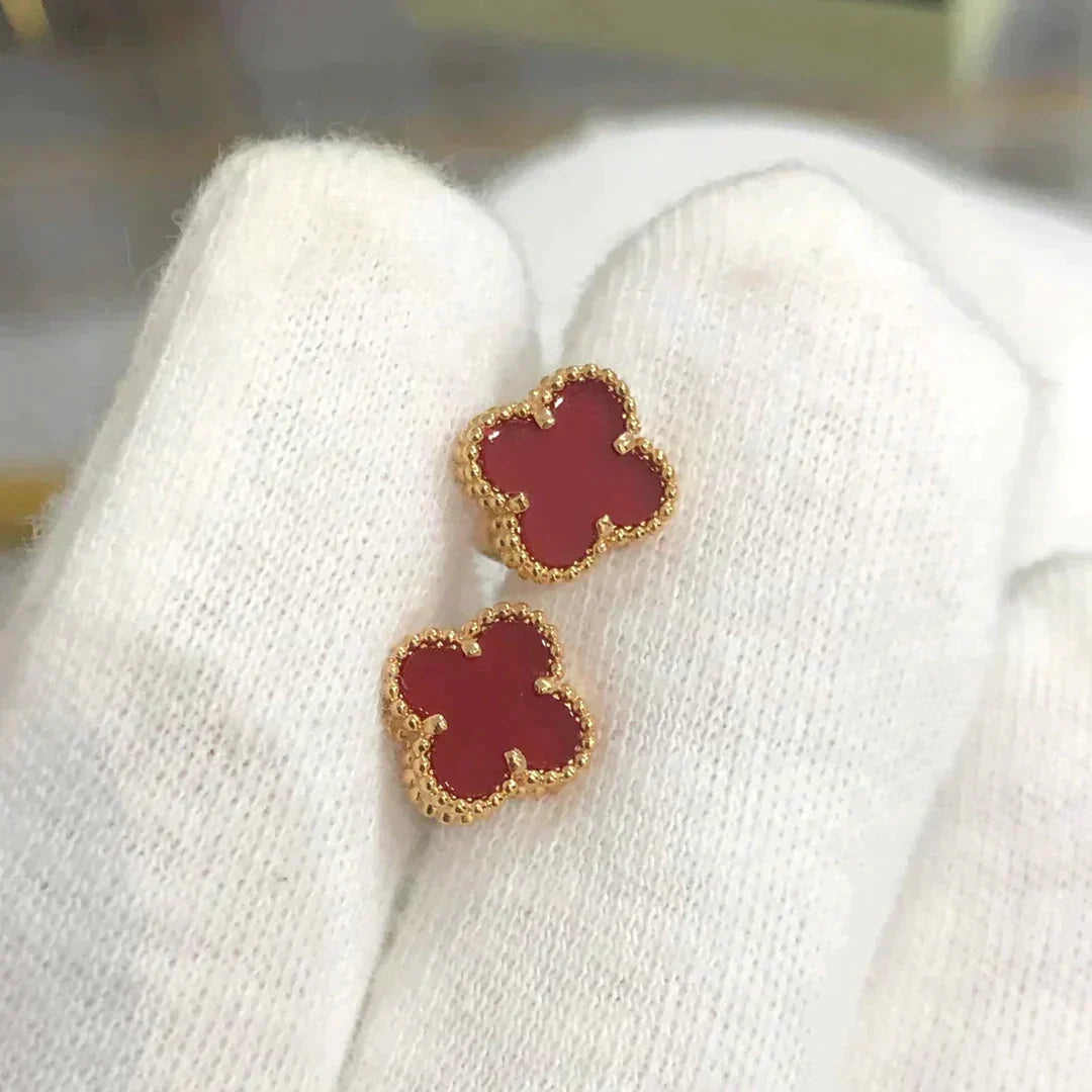 [Solara Jewelry ]CLOVER MINI 9.5MM CARNELIAN EARRINGS