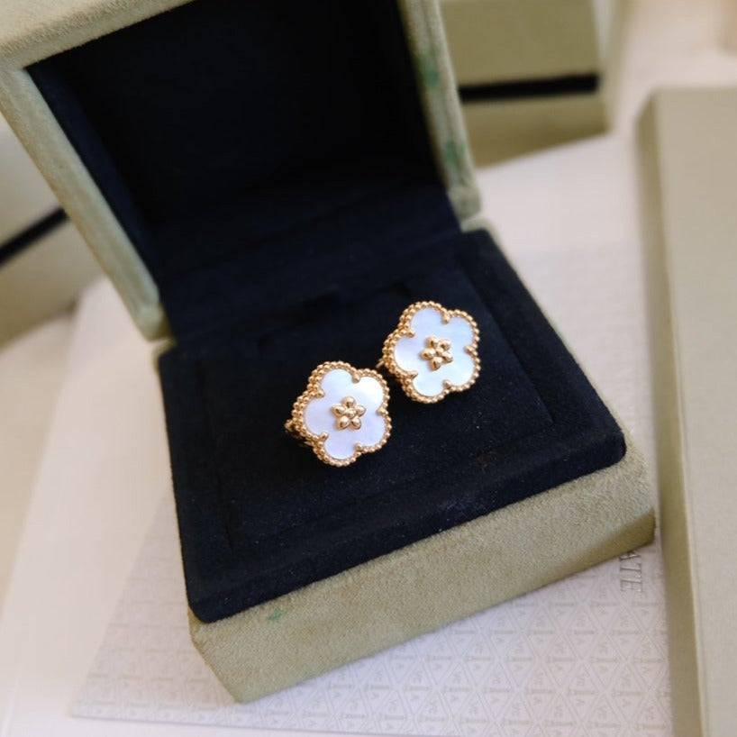 [Solara Jewelry ]LUCKY PINK GOLD WHITE MOP EARRINGS
