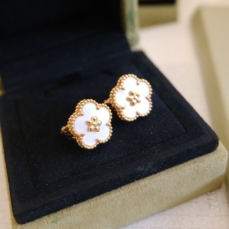 [Solara Jewelry ]LUCKY PINK GOLD WHITE MOP OHRRINGE