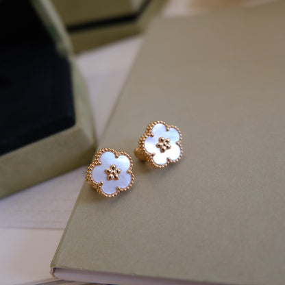 [Solara Jewelry ]LUCKY PINK GOLD WHITE MOP OHRRINGE