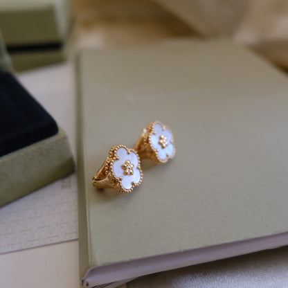 [Solara Jewelry ]LUCKY PINK GOLD WHITE MOP OHRRINGE