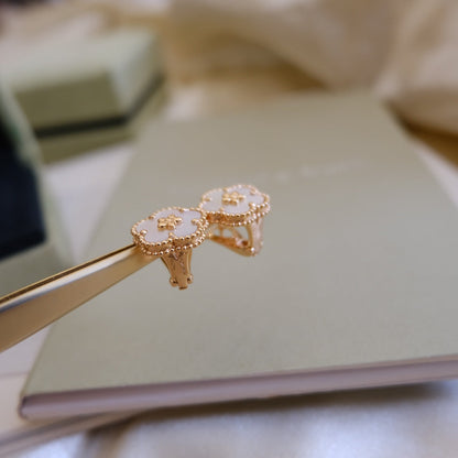 [Solara Jewelry ]LUCKY PINK GOLD WHITE MOP OHRRINGE