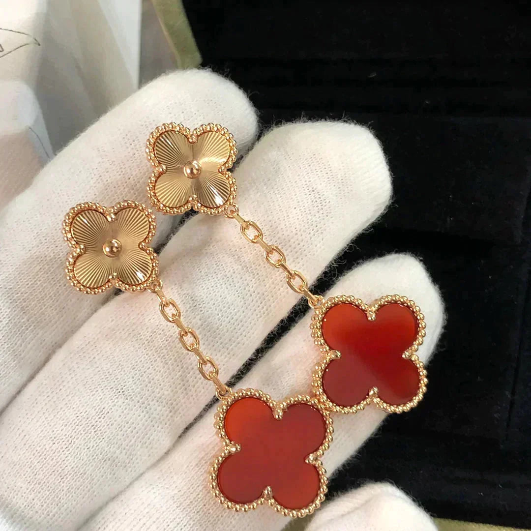 [Solara Jewelry ]CLOVER 2 MOTIV LASER-KARNEOL-OHRRINGE