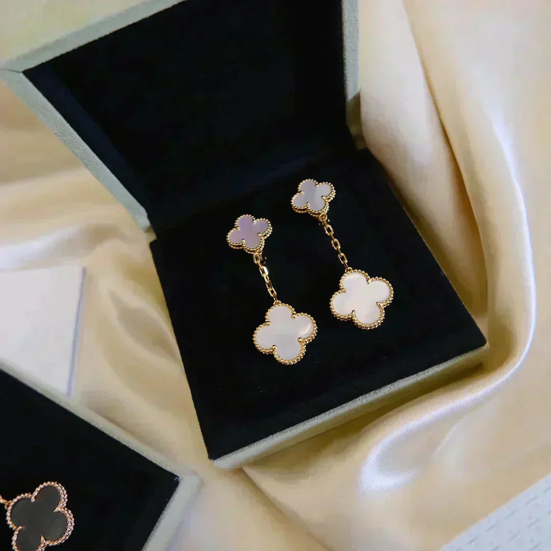 [Solara Schmuck] KLEEB LATT 2 MOTIV WEISS PERLMUTT OHRRINGE