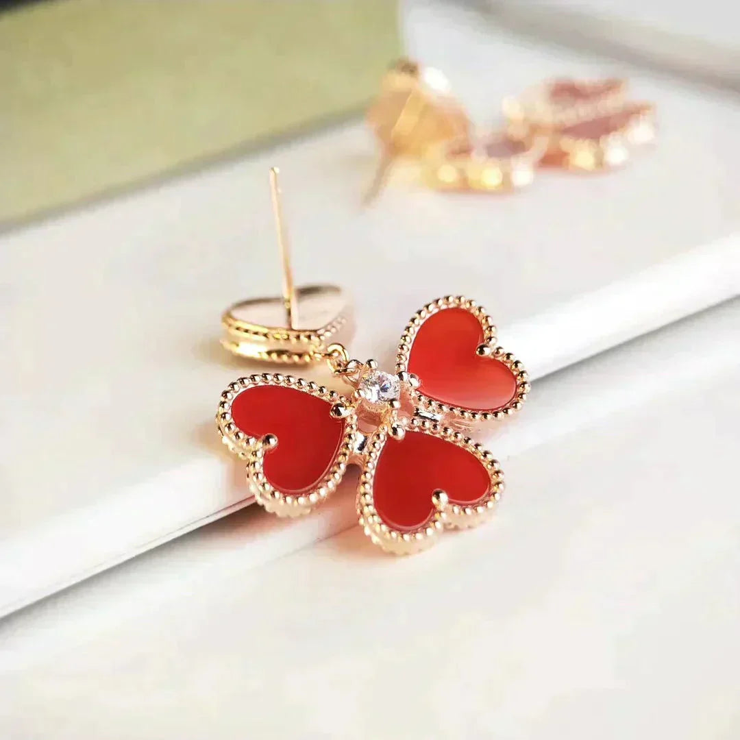 [Solara Jewelry ]SWEET CLOVER CARNELIAN EARRINGS