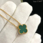 [Solara Jewelry ]KLEEBÜTE 15MM MALACHIT EINZELBLUME HALSKETTE