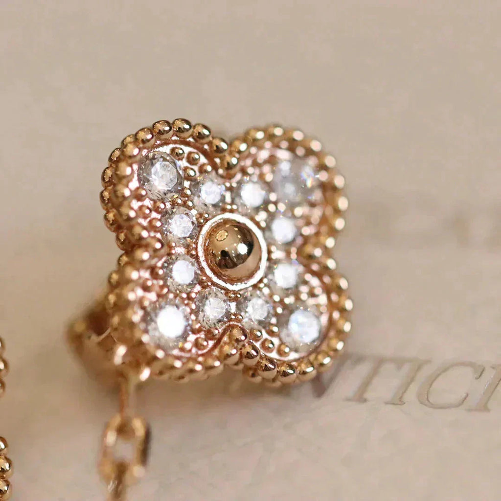 [Solara Jewelry ]クローバー ミディアム 1モチーフ フルダイヤモンド ピアス