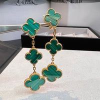 [Solara Jewelry ]CLOVER MALACHITE 3 MOTIFS GOLD