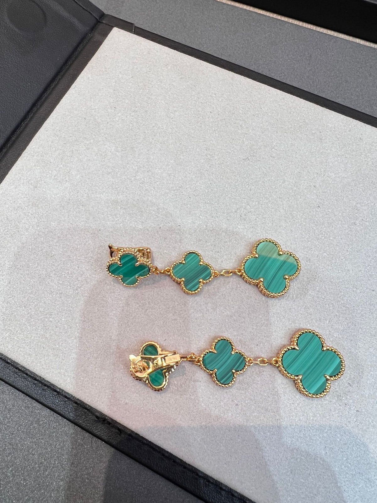 [Solara Jewelry ]CLOVER MALACHITE 3 MOTIFS GOLD