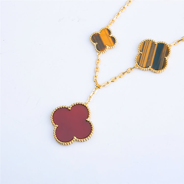 [Solara Jewelry ]クローバーブレスレット 5モチーフ カーネリアン タイガーアイ