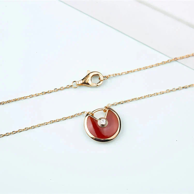 [Solara Jewelry ]AMULETTE GOLD CARNELIAN ONYX NECKLACE