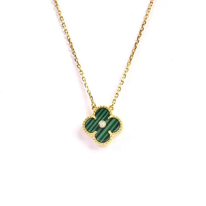 [Solara Jewelry ]クローバー 15mm ダイヤモンド ターコイズ ネックレス