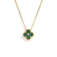 [Solara Jewelry ]CLOVER 15MM DIAMOND TURQUOISE NECKLACE