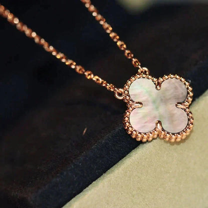 [Solara Jewelry] クローバー 15mm グレーマザーオブパール ネックレス