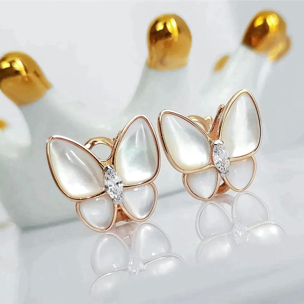 [Solara Jewelry ]SCHMETTERLING MOP DIAMANT OHRRINGE