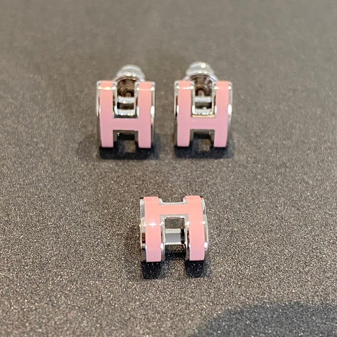 [Solara Jewelry ]MINI POP H SILVER EARRINGS PINK