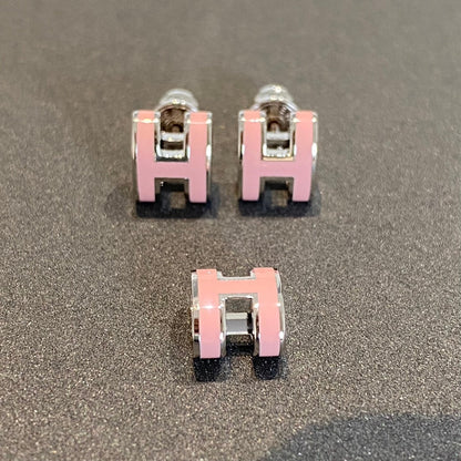 [Solara Jewelry ]MINI POP H SILVER EARRINGS PINK