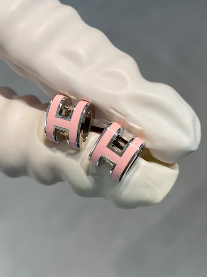 [Solara Jewelry ]MINI POP H SILVER EARRINGS PINK
