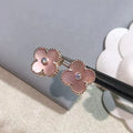 [Solara Jewelry ]CLOVER MEDIUM 1 MOTIFS  PINK MOP DIAMOND EARRINGS