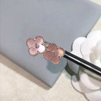 [Solara Jewelry ]CLOVER MEDIUM 1 MOTIFS  PINK MOP DIAMOND EARRINGS