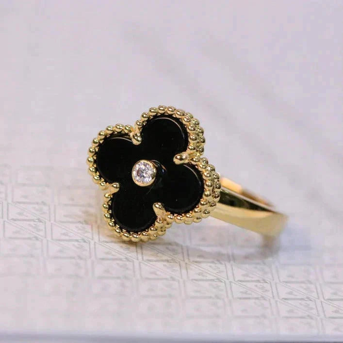 [Solara Schmuck] KLEEB LATT ONYX RING GOLD DIAMANT